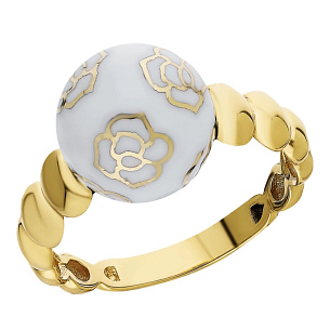 Кольцо из желтого золота с эмалью