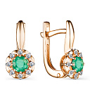 Серьги из красного золота с изумрудами