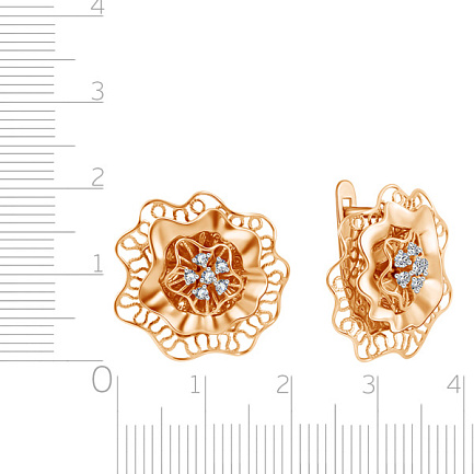 Серьги из красного золота с фианитом