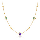 Колье из желтого золота с аметистом, плетение якорное