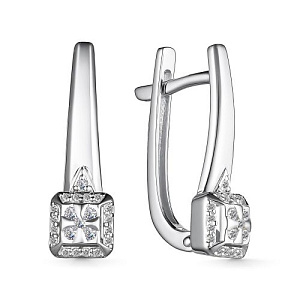 Серьги с английским замком из белого золота с бриллиантами