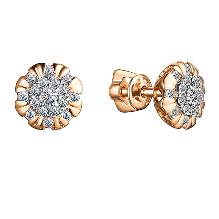 Пусеты из красного золота с бриллиантами