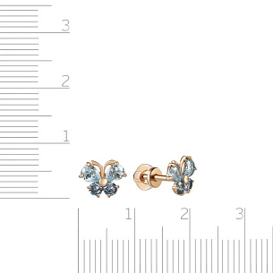 Пусеты детские из красного золота с фианитом