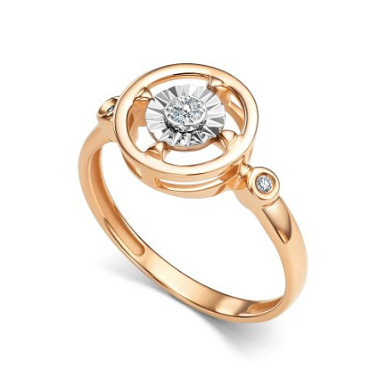 Кольцо из красного золота с бриллиантами