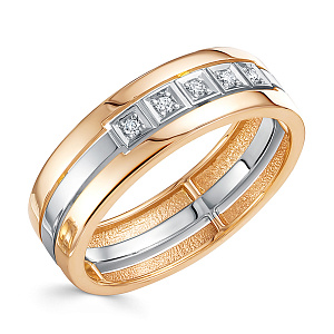 Кольцо обручальное из комбинированного золота