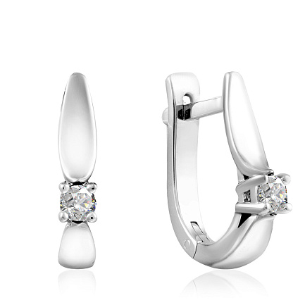 Серьги с английским замком из белого золота с бриллиантами