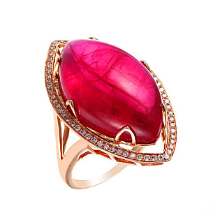 Кольцо из красного золота с бриллиантами, рубином