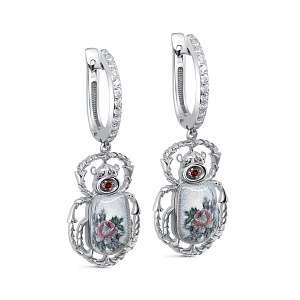 Серьги с английским замком из серебра с фианитами