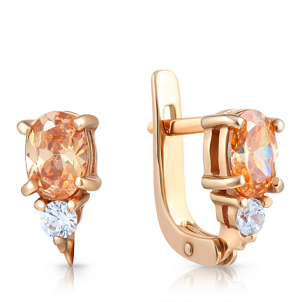 Серьги из красного золота с фианитом