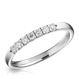 Кольцо обручальное из белого золота с бриллиантами