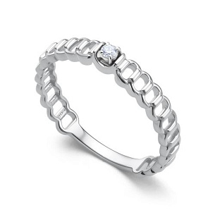 Кольцо из белого золота с бриллиантом