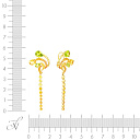 Серьги из желтого золота с перидотами, сапфирами