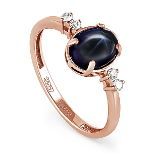 Кольцо из красного золота с сапфиром