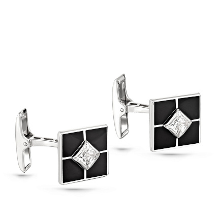 Запонки из серебра с фианитами