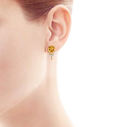 Серьги с английским замком из желтого золота с бриллиантами