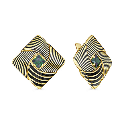 Серьги с английским замком из серебра с фианитами