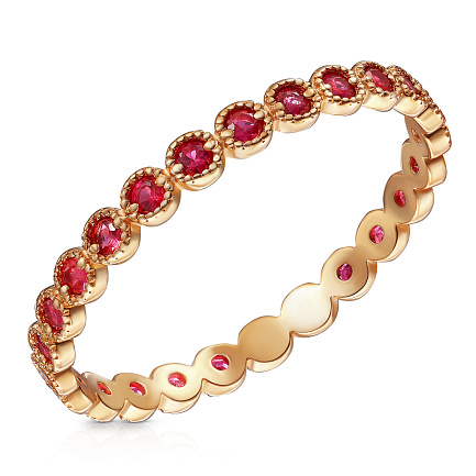 Кольцо из красного золота с рубинами