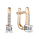 Серьги с английским замком из красного золота с бриллиантами