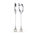 Серьги с английским замком из серебра с жемчугом