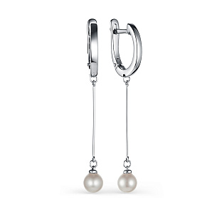 Серьги с английским замком из серебра с жемчугами