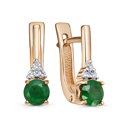 Серьги с английским замком из красного золота с бриллиантами