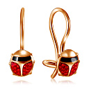 Серьги детские из красного золота с эмалью