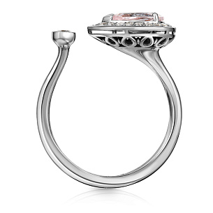 Кольцо из белого золота с морганитом, бриллиантами