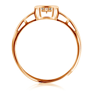 Кольцо из красного золота с фианитом