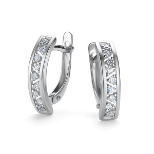 Серьги с английским замком из белого золота