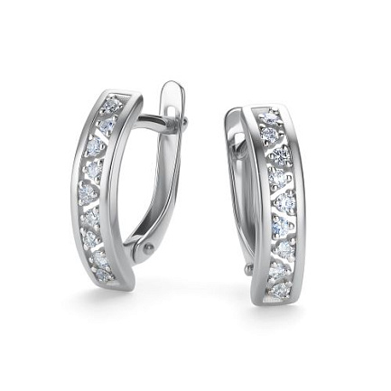 Серьги с английским замком из белого золота