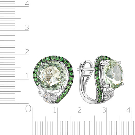 Серьги с английским замком из белого золота с бриллиантами