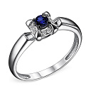 Кольцо из белого золота с бриллиантами, сапфиром