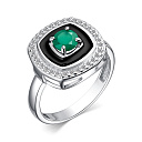 Кольцо из серебра с агатом, фианитами