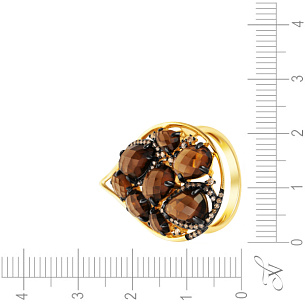 Кольцо из желтого золота с бриллиантами и раухтопазами