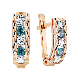 Серьги детские из красного золота с фианитом