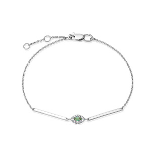 Браслет из белого золота с изумрудом