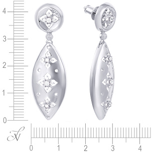 Пусеты из серебра с фианитом