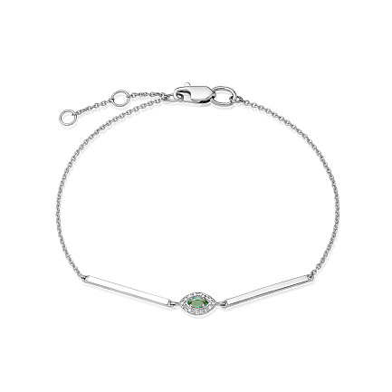 Браслет из белого золота с бриллиантами, изумрудом