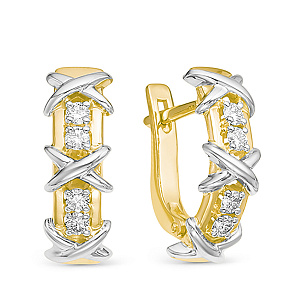 Серьги из желтого золота с бриллиантами