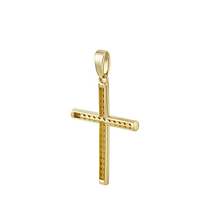 Крест из желтого золота с бриллиантом