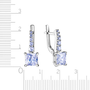 Серьги с английским замком из серебра с фианитом