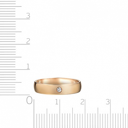 Кольцо обручальное из красного золота с бриллиантом