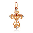 Крест из красного золота с фианитами Сваровски