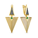 Серьги с английским замком из серебра с изумрудами