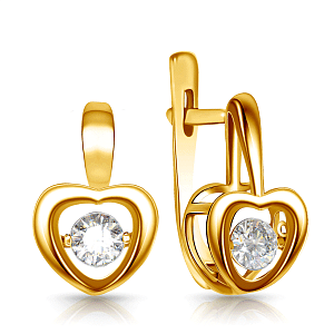 Серьги с английским замком из красного золота с бриллиантами