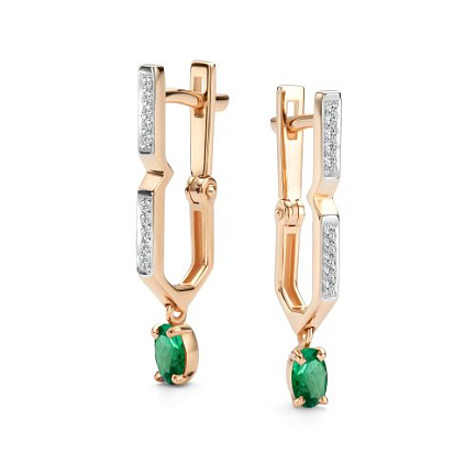 Серьги с английским замком из красного золота с бриллиантами