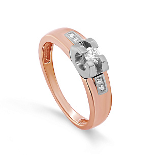 Кольцо из красного золота с бриллиантом