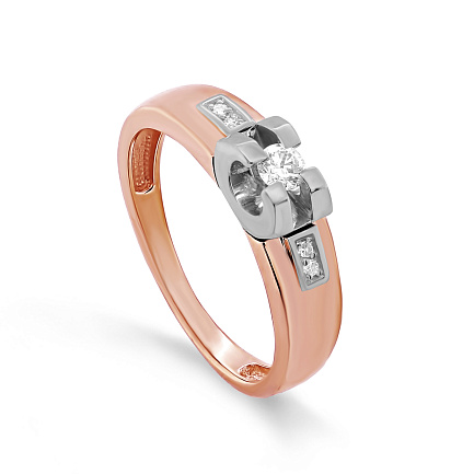 Кольцо из красного золота с бриллиантами