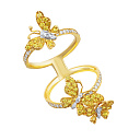 Кольцо из желтого золота с бриллиантами, сапфирами