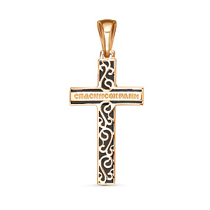 Крест из красного золота с фианитом